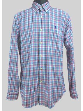 Ralph Lauren Classic Fit Performance Plaid Shirt Medium Pink/Blue